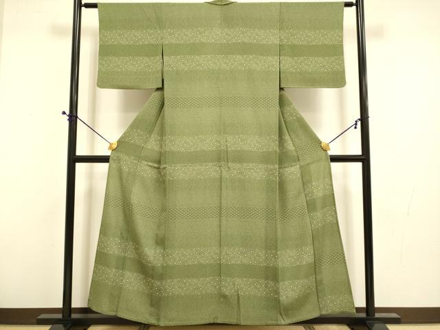 長閑やかさ屋御召しもの▽日本の首都小紋 単衣 横段花文 正絹 珠玉 DABD6443du