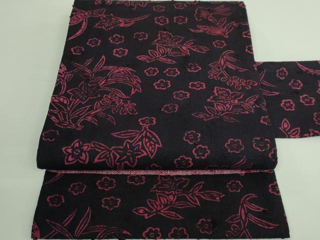 正絹 さっくりとした節紬 九寸名古屋帯 瓢箪 コバルト寄りの藍色×生成 極美品 正絹 さっくりとした節紬 九寸名古屋帯 瓢箪 コバルト寄りの藍