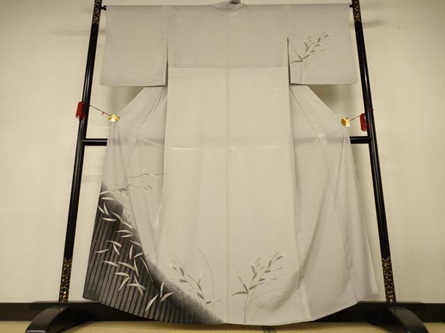 長閑やかさ屋御召しもの＊夏物 短い訪問着 絽 枝葉文 正絹 珠玉 AABH6530jd