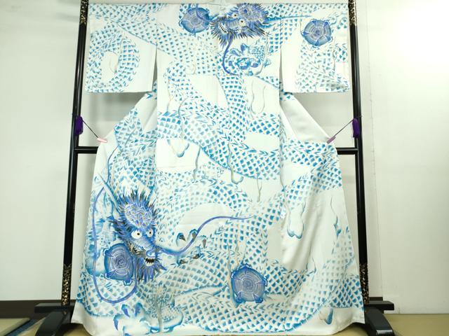 平和屋本店●極上　訪問着　手描き　龍　金銀彩　反端付き　逸品　未使用　DZAB1393kh5｜平和屋