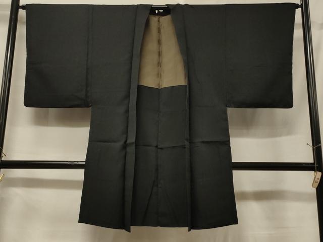 平和屋着物＃男性　長羽織　黒地　正絹　逸品　CABF1399in｜平和屋