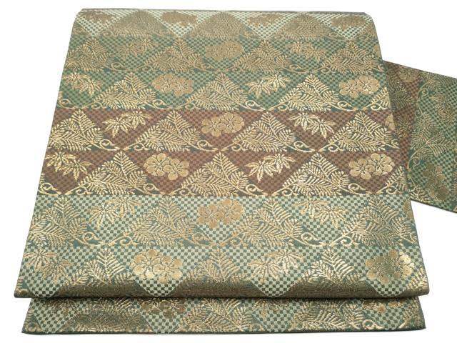 平和屋着物●九寸名古屋帯　草花文　金糸　正絹　逸品　CABF8798hy｜平和屋