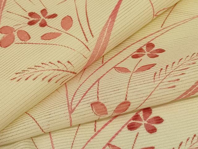 長閑やかさ屋御召しもの＊夏物 小紋 絽 被子植物文 洗える御召しもの AABG3909jd