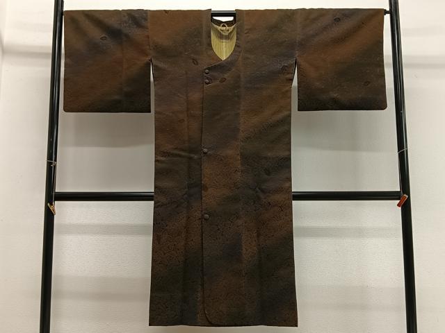 平和屋着物∞道行コート 輪奈ビロード 舞葉文 ロング丈 正絹 逸品 CABG3918ua|平和屋