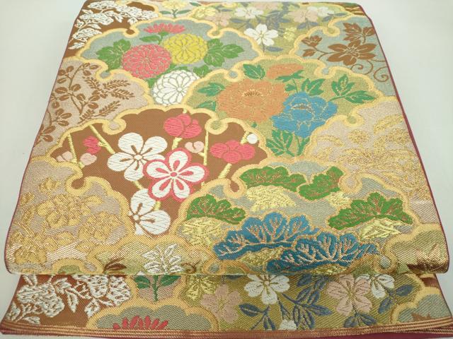 平和屋着物●西陣　川島織物　六通柄　本袋帯　雪輪花文　金銀糸　正絹　逸品　DABD1343ps｜平和屋