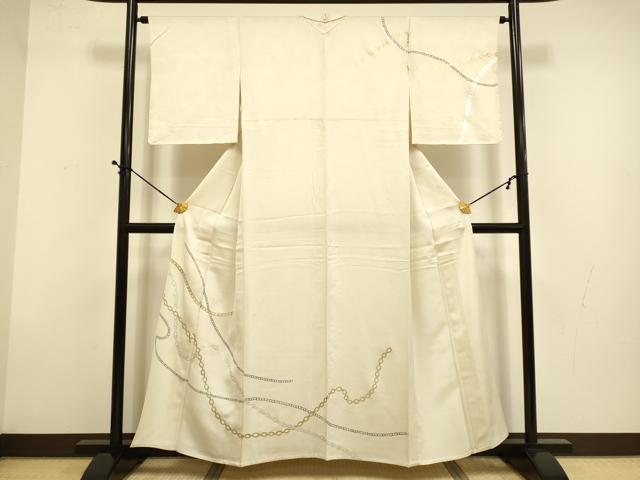 長閑やかさ屋御召しもの▽短い訪問着 単衣 鎖 現ナマ彩 正絹 珠玉 DABD6473du