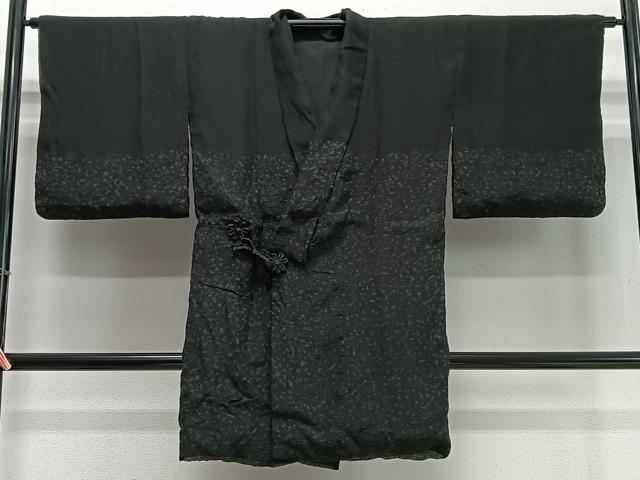 長閑やかさ屋御召しもの∞道中着 リヴァーシブル 絞り 霞文 黒地 ロング丈 正絹 珠玉 CABD4495ua