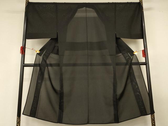 長閑やかさ屋御召しもの＊夏物 成人男性 色無地 紗 黒いこと キングサイズ 正絹 珠玉 AABG3927jd