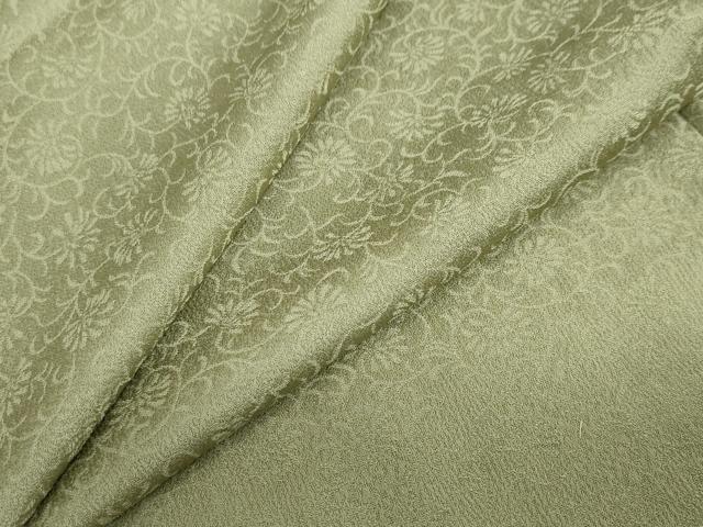 平和屋着物●上質な色無地　花唐草地紋　麹塵色　正絹　逸品　DABD9350ud｜平和屋