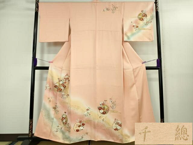 平和屋本店●極上　創業460年・千總　訪問着　雪輪草花文　虹色地　暈し染め　金彩　反端付き　逸品　DZAB3421kh6｜平和屋