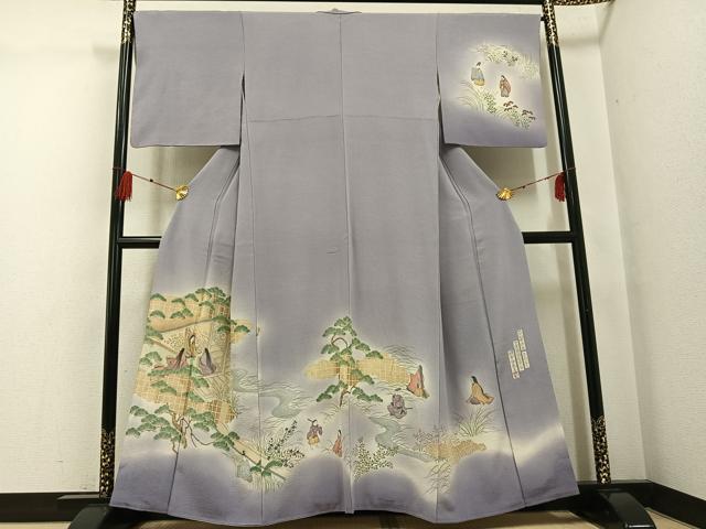 長閑やかさ屋お召しもの●友禅師・京の細工人・言い慣わし芸術士・樽本伊勢蔵  短い訪問着 重要人物見晴らし文 暈し染め 金彩 正絹 珠玉 AABG1061ph