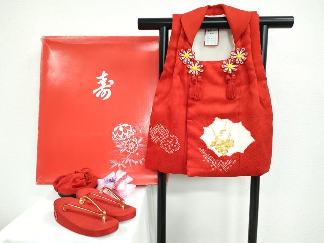 平和屋本店[]極上 七五三 女の子 3歳 被布・草履・巾着・髪飾りセット ４点セット 駒刺繍 絞り 梅 毬 逸品 新品 CZAA4724s6｜平和屋