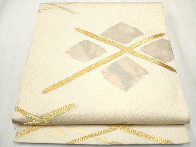 長閑やかさ屋御召しもの●六通柄 本袋帯 蒔絵菱 金糸 正絹 珠玉 CABB9323hy