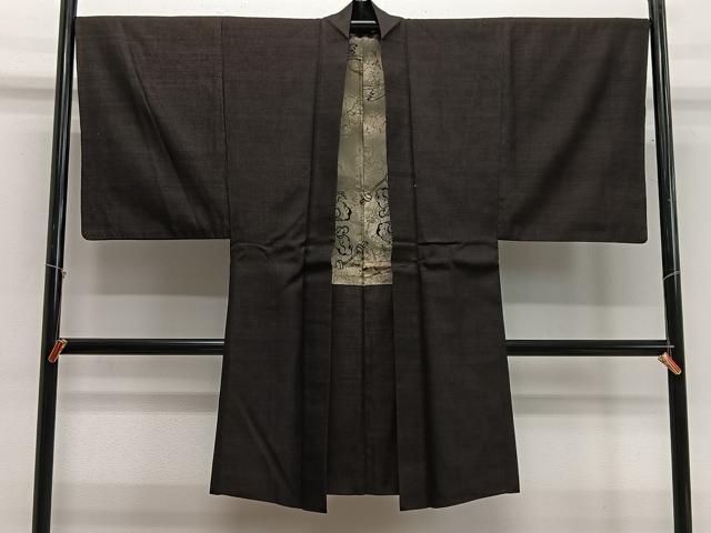 平和屋着物∞男性 長羽織 紬地 霞文 正絹 逸品 CABD4750ua|平和屋