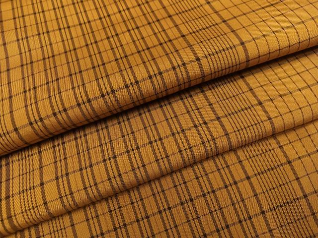 平和屋着物●黄八丈 紬 格子 正絹 逸品 AABH8293ph|平和屋