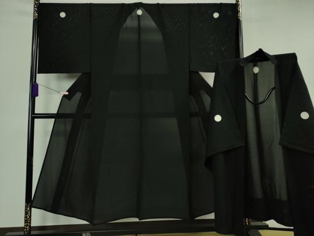 長閑やかさ屋中央局＊滅多に無い 夏物 成人男性 黒紋付 長羽織書き割り キングサイズ 絽 珠玉 DZAB6845kh6