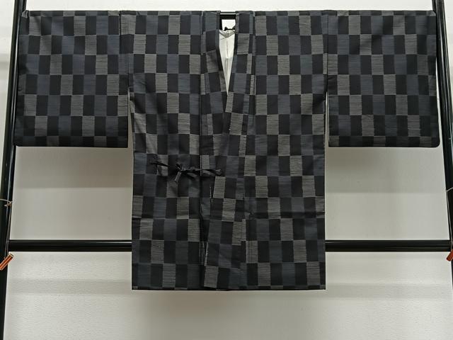 平和屋着物∞道中着 本場大島紬 市松文様 ロング丈 ほていや扱い 正絹 逸品 CABG3919ua|平和屋