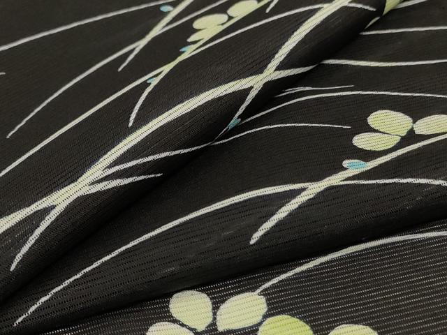 長閑やかさ屋御召しもの＊夏物 小紋 絽 芝葉文 洗える御召しもの AABH6521jd