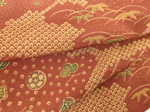 平和屋着物▽上質な小紋 単衣 笹の葉器物花文 正絹 逸品 DABF3331op|平和屋
