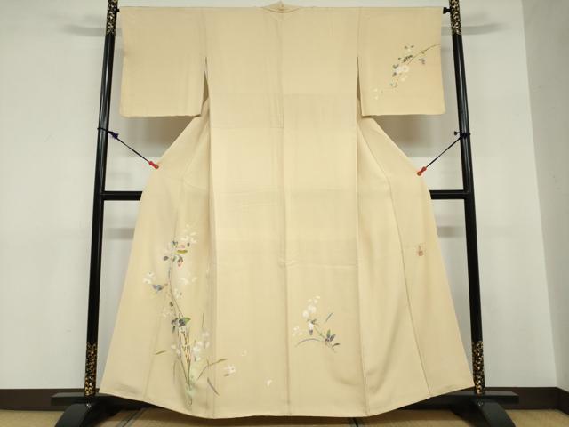 長閑やかさ屋御召しもの●京加賀友禅 百貫石峰 短い訪問着 被子植物文 さが美取りまわし 正絹 珠玉 DABC2709ud