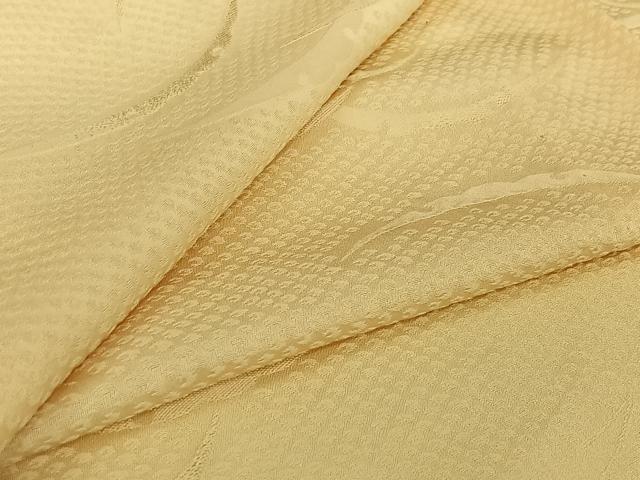 平和屋着物▽上質な色無地　単衣　雪芝地紋　鳥の子色　正絹　逸品　AABJ8346jh｜平和屋