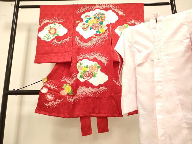 長閑やかさ屋中央局[]飛び切り 七五三 うしろ帯 3歳 祝着・肌付き仕掛ける 刺しゅう 絞り 花毬文 金糸 珠玉 未当て嵌める DZAB3248kh6