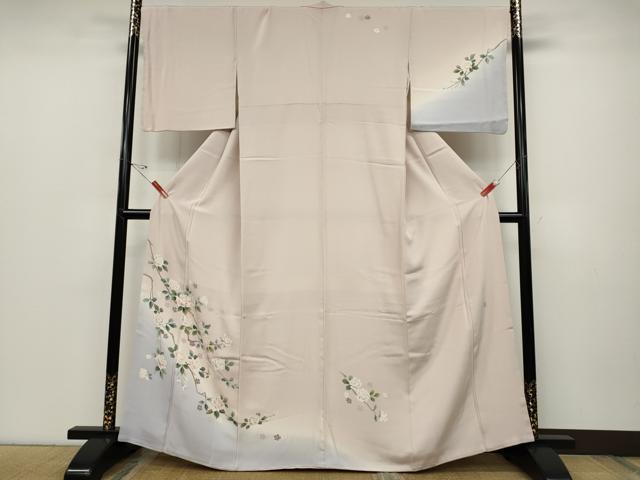 長閑やかさ屋御召しもの●本加賀友禅絵描き 多崎元人 短い訪問着 枝花文 暈し染め 正絹 珠玉 CABC2379ut