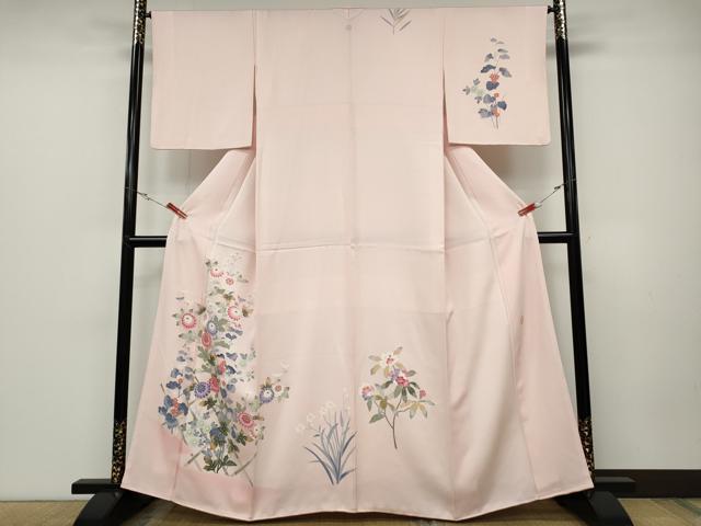 長閑やかさ屋御召しもの●本加賀友禅絵描き 金丸充夫 短い訪問着 被子植物文 正絹 珠玉 CABD0199ut