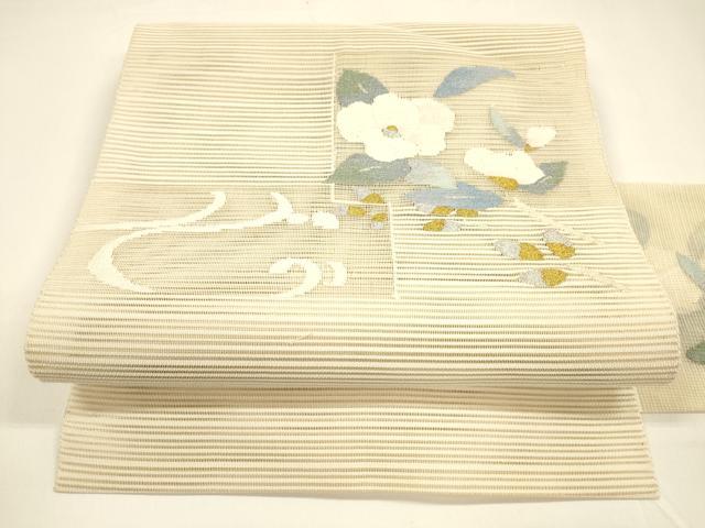 平和屋着物*夏物 八寸名古屋帯 絽綴れ 流水枝花文 金銀糸 正絹 逸品 DAAY8346cm|平和屋
