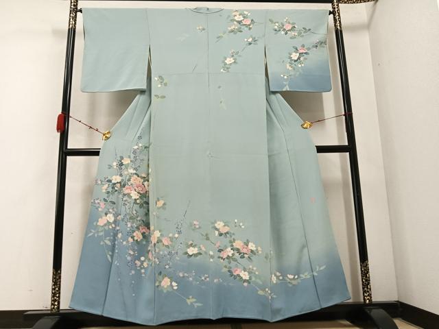 平和屋着物●訪問着　友禅　作家物　御所車花文　金銀彩　正絹　逸品　AABH0641fy 平和屋着物○訪問着 友禅 作家物 御所車花文 金銀彩 正絹 逸品