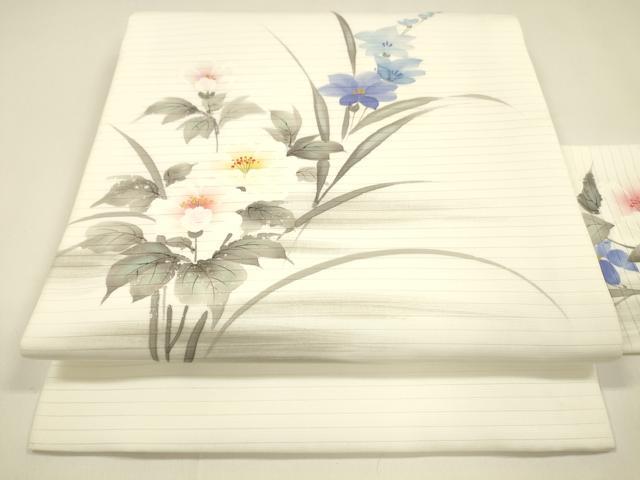 平和屋着物*夏物 九寸名古屋帯 手描き 草花文 DAAY8386cm|平和屋