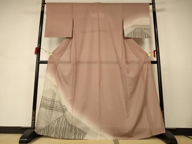 平和屋着物*夏物 訪問着 絽 幾何学文様 暈し染め 正絹 逸品 AABD3377jd|平和屋