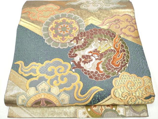 長閑やかさ屋御召しもの●六通柄袋帯 雲龍 金糸 正絹 珠玉 CABD0659hy