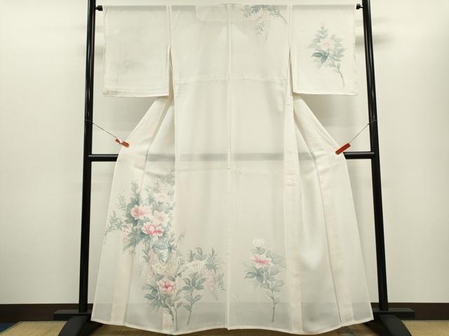 平和屋着物*夏物 訪問着 手描き 枝花文 正絹 逸品 CABG2226ze|平和屋
