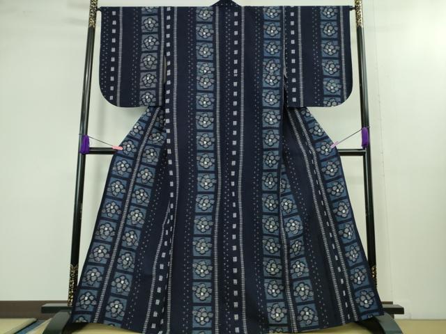 楽天市場】平和屋本店□極上 久留米絹大島 久留米絣 単衣 泥染め 草花