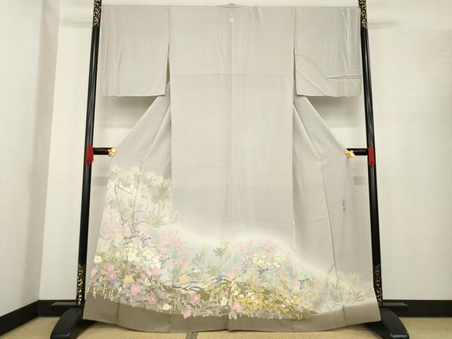 長閑やかさ屋御召しもの●本加賀友禅絵描き 百貫華峰 色留袖 友禅 竹 花鳥文 暈し染め 正絹 珠玉 AABE9210ck