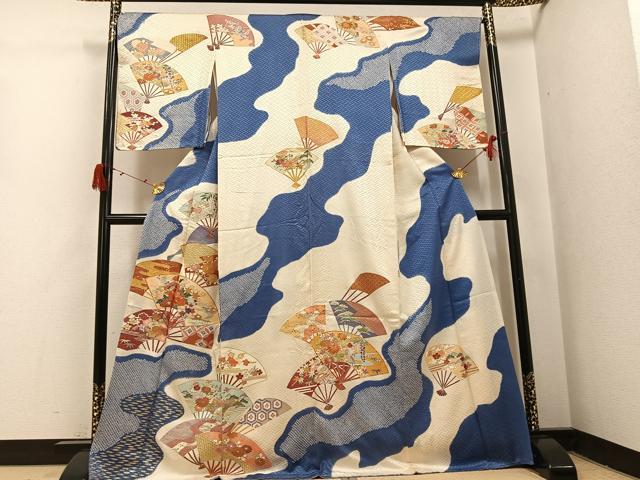 平和屋着物●創業460年・千總　訪問着　駒刺繍　絞り　扇面花文　金彩　三越扱い　正絹　逸品　AABI8612ph｜平和屋 85,800円