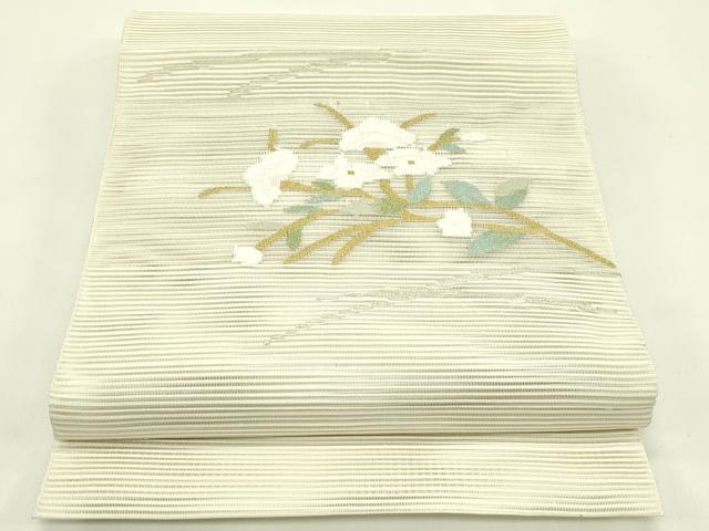 長閑やかさ屋御召しもの＊夏物 八寸名古屋帯 絽綴れ 枝花文 現ナマ糸 正絹 珠玉 CABI5384rv