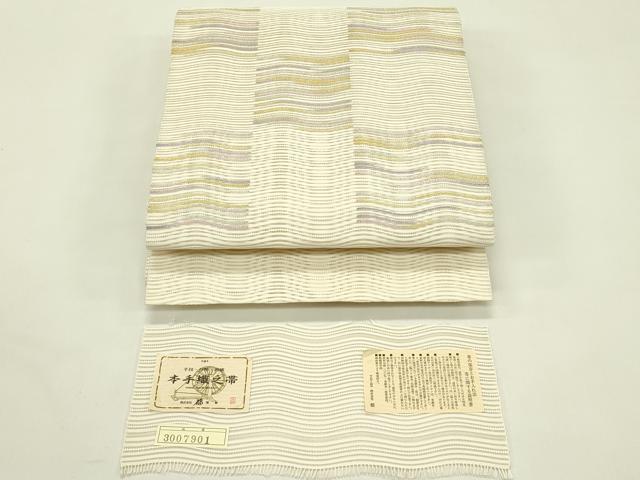 長閑やかさ屋御召しもの＊夏物 西陣 都謹製 八寸名古屋帯 絽綴れ 本手織 市松よろけ縞 現ナマ糸 証紙付き添い人 正絹 珠玉 CABI5385rv