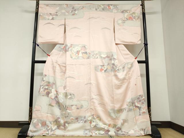 平和屋着物●訪問着　作家物　エ霞草花文　金彩　正絹　逸品　DABC2919ud｜平和屋