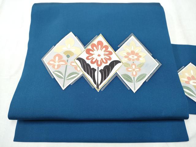 長閑やかさ屋御召しもの●塩瀬 九寸名古屋帯 菱花文 金彩 正絹 珠玉 CABD0668hy