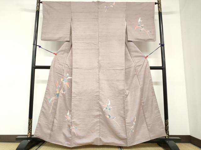 平和屋着物●訪問着　白山紬　友禅　草花文　正絹　逸品　DABC2946ud｜平和屋 33,800円