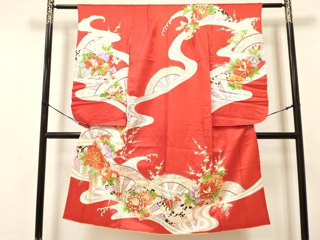 長閑やかさ屋御召しもの[]七五三 うしろ帯 ７歳 祝着 四つ身 駒刺しゅう 乱菊 立波片輪車名取り草花文 金彩 珠玉 DAAY3255ma