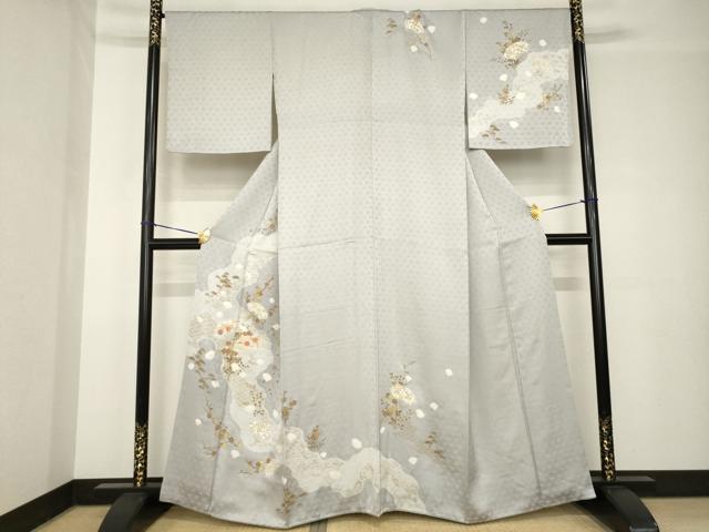 平和屋着物●訪問着　絞り　刺繍　扇面花文　金彩　高島屋扱い　正絹　逸品　AABH4250ck ｜平和屋