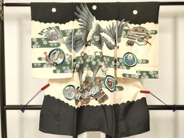 平和屋着物[]お宮参り　男の子　祝着　産着　初着　のしめ　鷹　鷲　龍　兜　金彩　逸品　DAAY3208ma｜平和屋