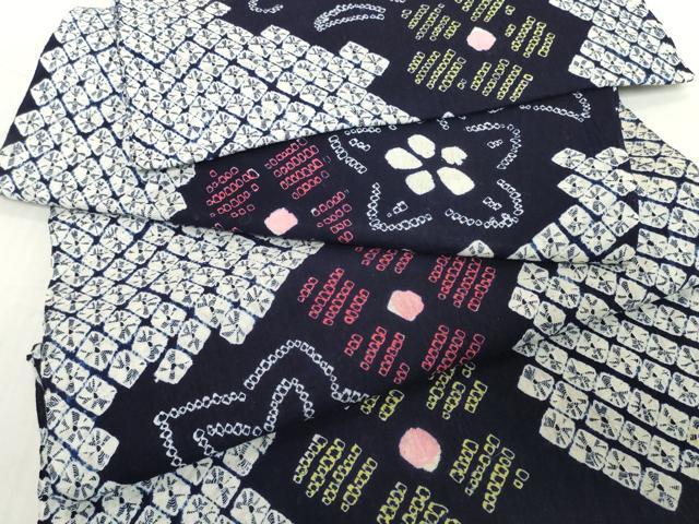 平和屋着物*夏物 有松鳴海絞り 浴衣 反物 着尺 花繋ぎ 綿 逸品 未使用 DABH2019zzz|平和屋