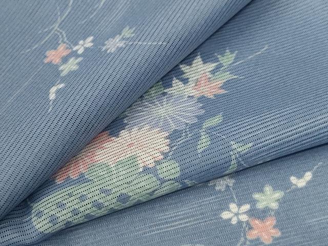 長閑やかさ屋御召しもの＊夏物 小紋 絽 飾花文 洗える御召しもの AABC9841jd
