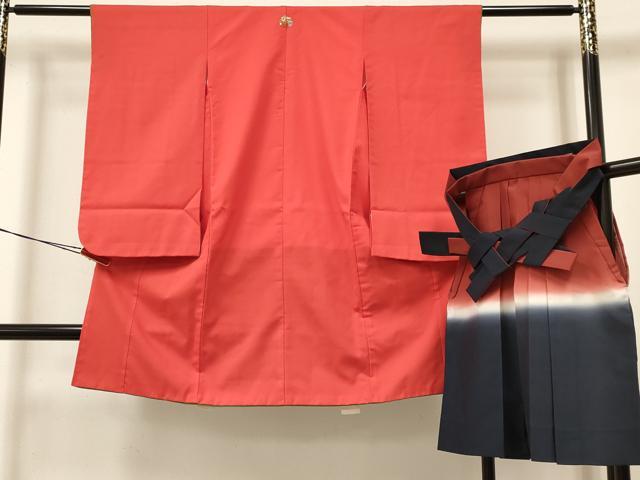 長閑やかさ屋御召しもの[]赤ちゃん うしろ帯 行灯袴仕掛ける 猩々緋色 洗える御召しもの DAAY3141ma