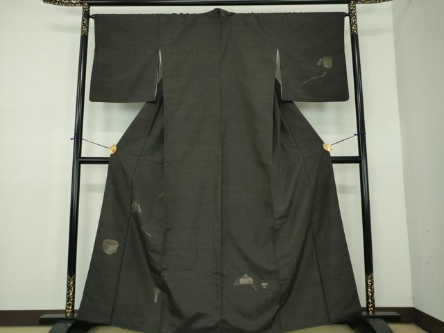 平和屋着物●訪問着　紬地　茶器　正絹　逸品　DABE5123ps｜平和屋