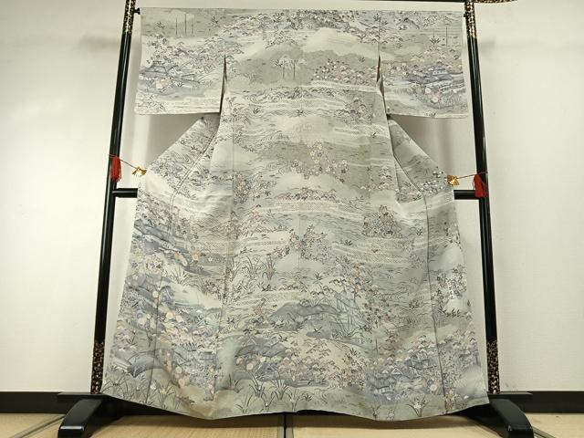 長閑やかさ屋御召しもの●短い訪問着 友禅 茶屋辻 暈し染め 正絹 珠玉 AABH0777fy